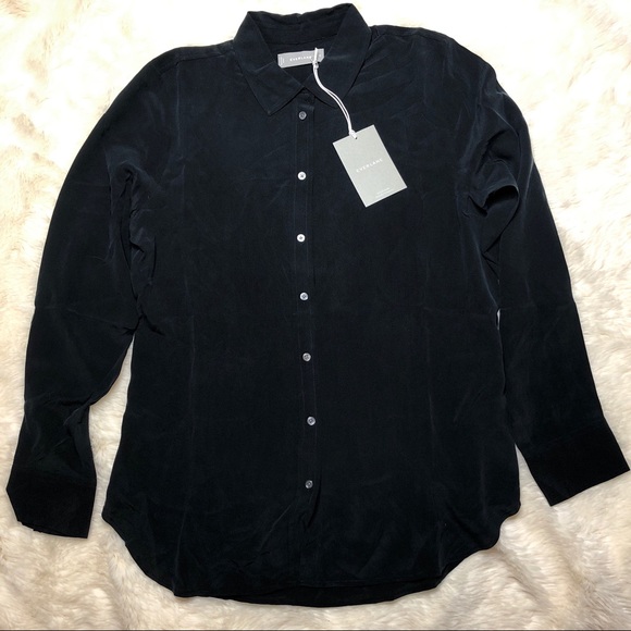 Everlane The Clean Silk Relaxed Black Button Down - Picture 5 of 6